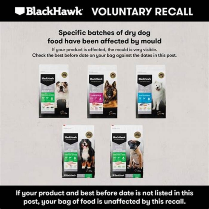 Has Black Hawk dog food been recalled